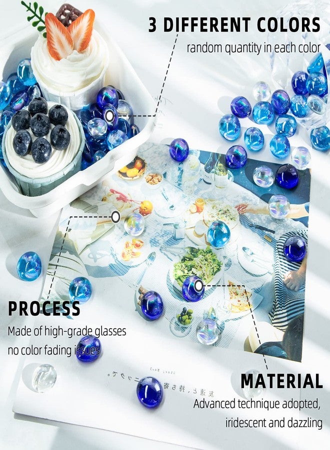 فيوتشر بلس كرات زجاجية مسطحة متقزحة الألوان من فيوتشر بلس، وزن 1 رطل، حشوات مزهريات، خرز زجاجي أزرق مختلط، صخور لتزيين أحواض السمك، أعمال يدوية يدوية - Image 3